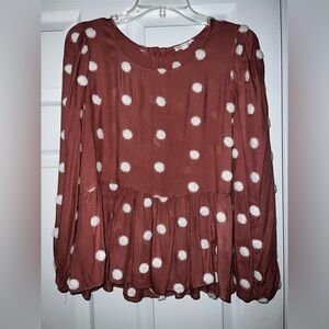 Blu Pepper Minky Dot Long Sleeve Blouse